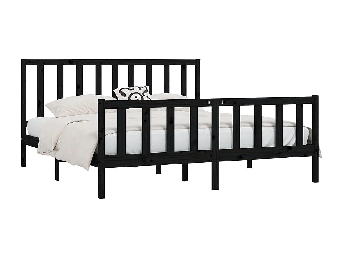 Struttura letto senza materasso nero 200x200 cm in legno massello