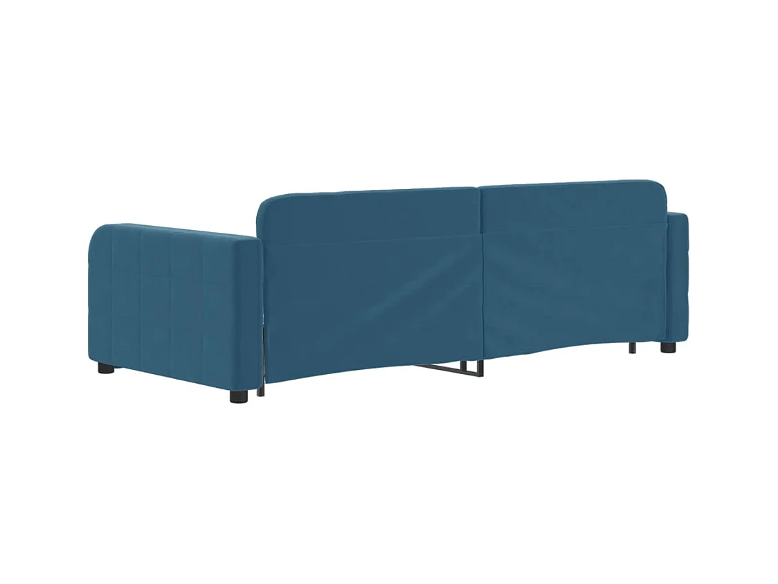 Divano letto con letto estraibile e cassetti senza materasso blu 90x200 cm