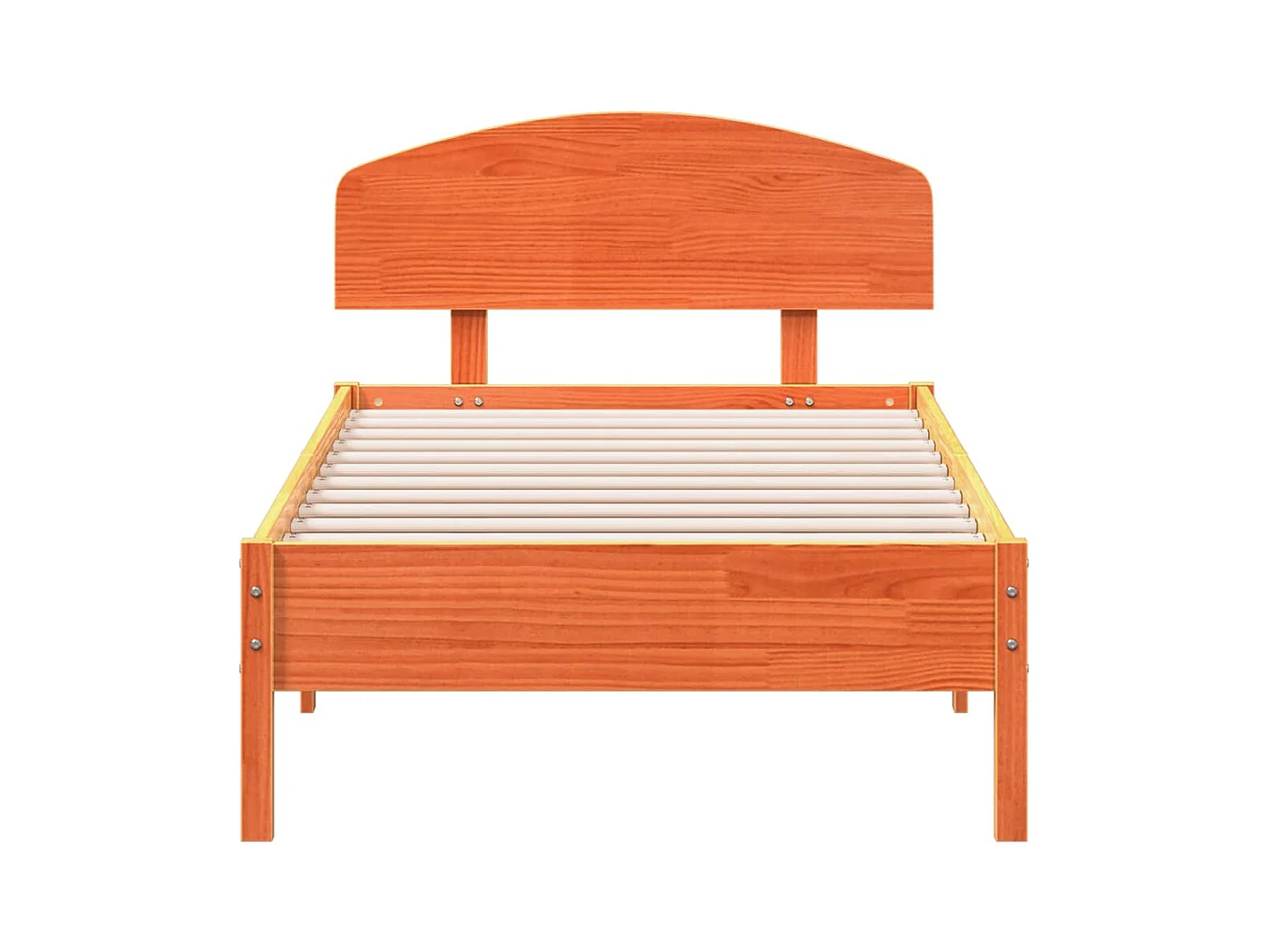 Estructura de cama sin colchón, color marrón cera, 100x200cm, madera maciza de pino