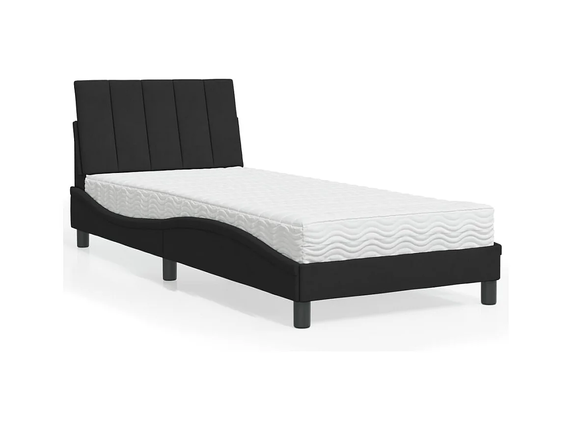 Bed met zwarte fluwelen matras 90x190 cm