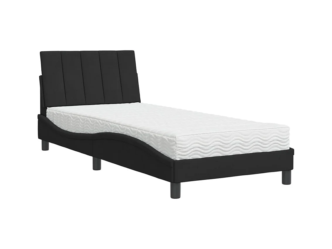 Bed met zwarte fluwelen matras 90x190 cm