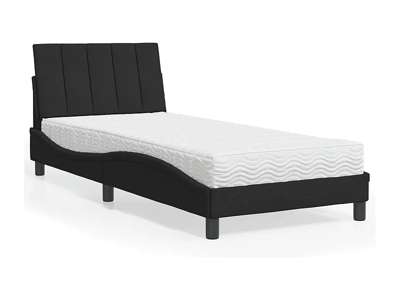 Lit avec matelas noir 90x190 cm velours