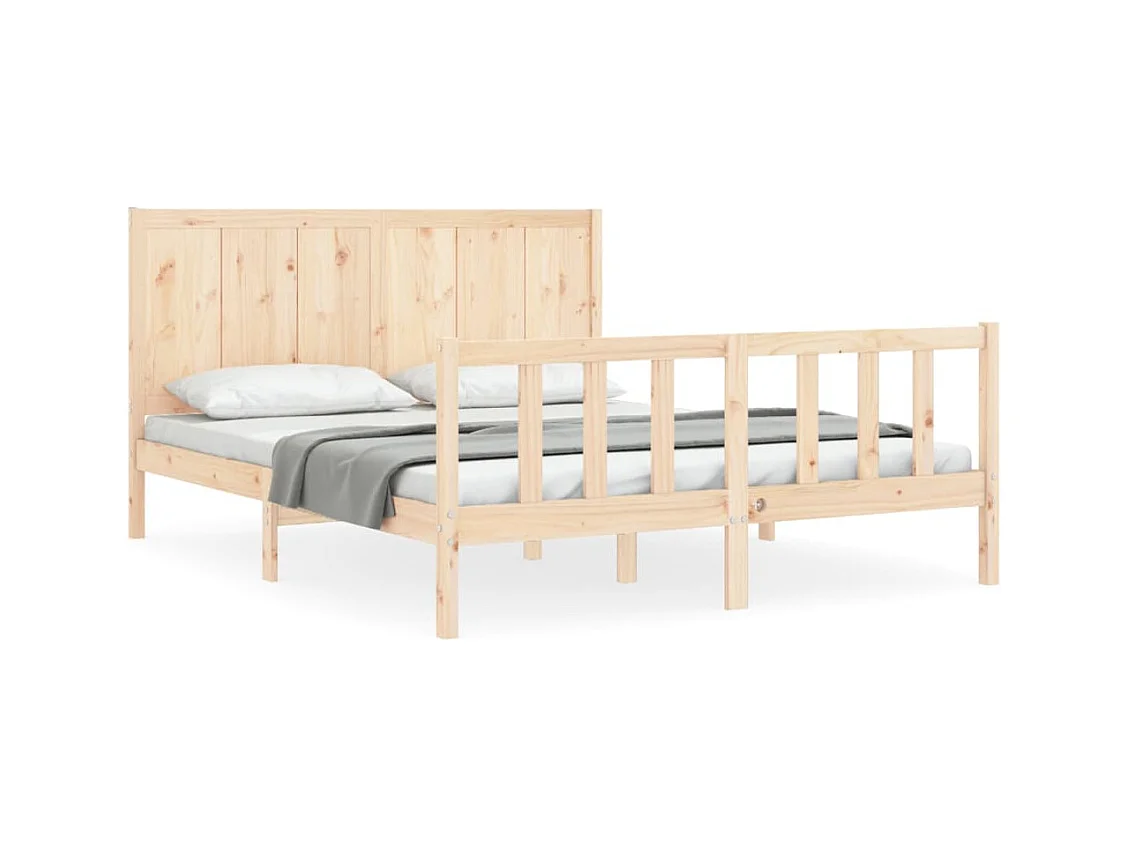 Estructura de cama sin colchón de madera maciza de pino
