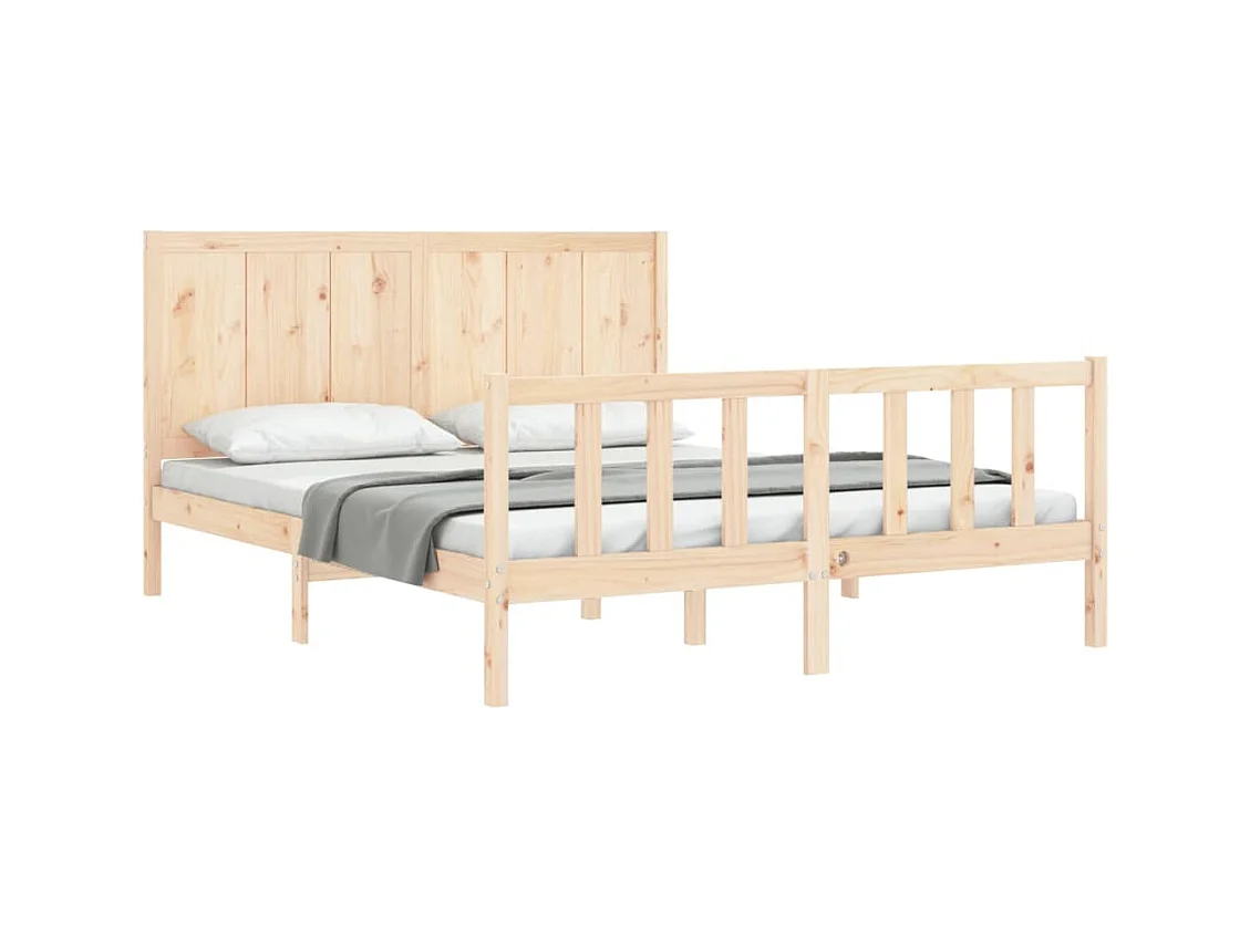 Estructura de cama sin colchón de madera maciza de pino