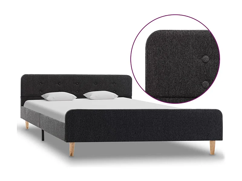 Donkergrijs jute bedframe 160 x 200 cm