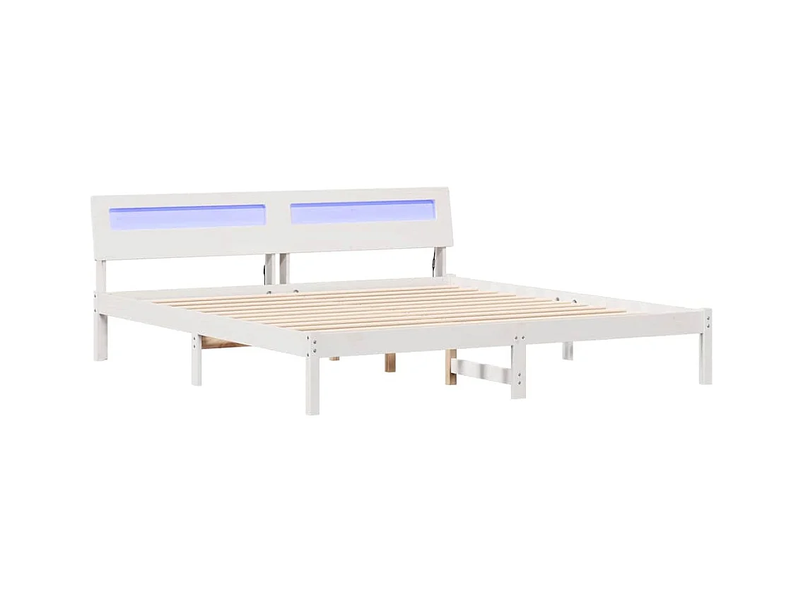 Struttura letto con luci LED Bianco 200 x 200 cm legno