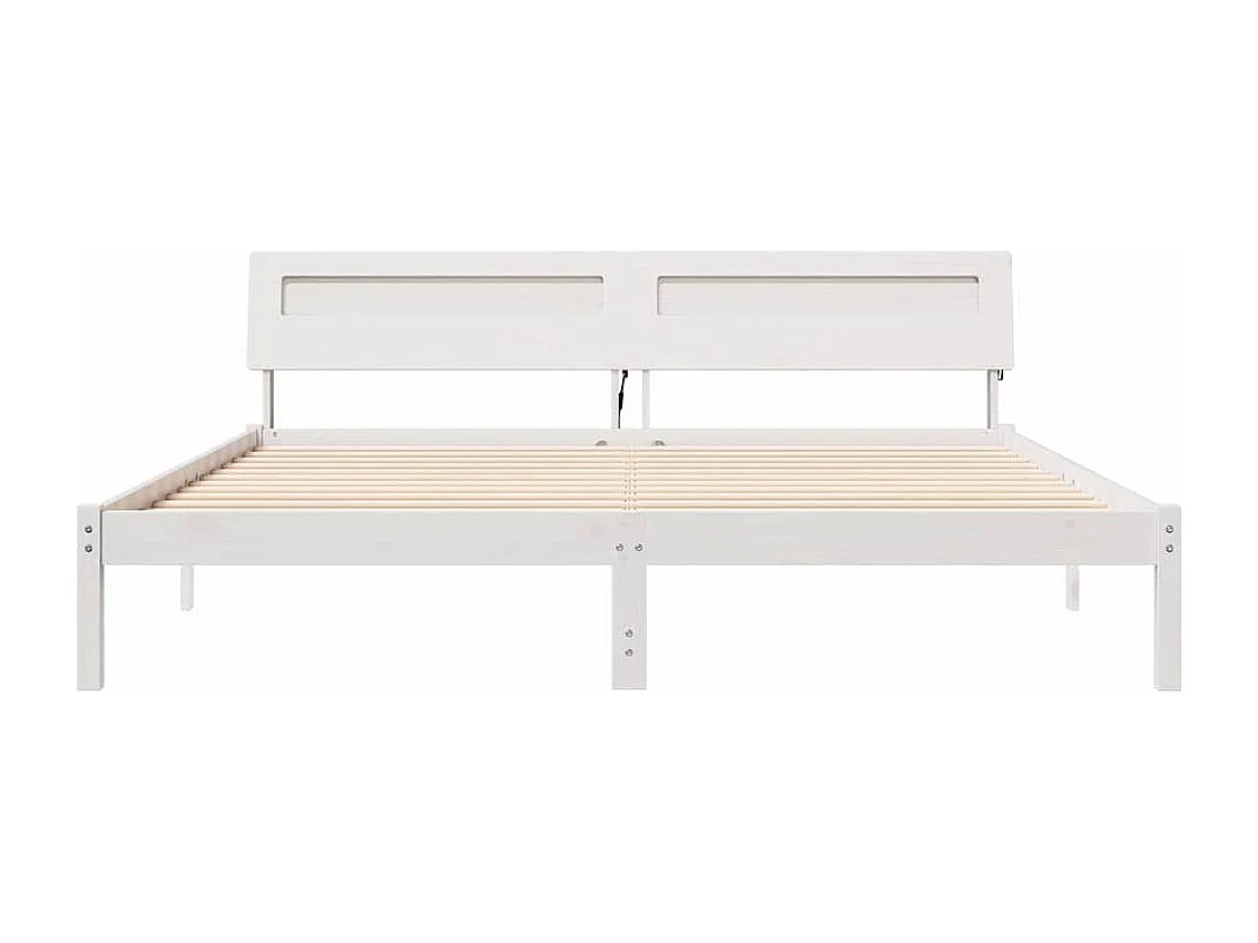 Struttura letto con luci LED Bianco 200 x 200 cm legno