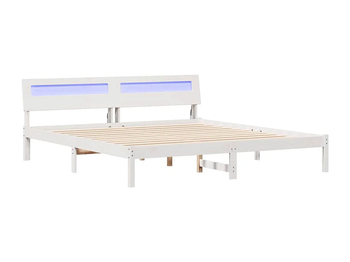 Bettgestell mit LED-Beleuchtung Weiß 200 x 200 cm Holz