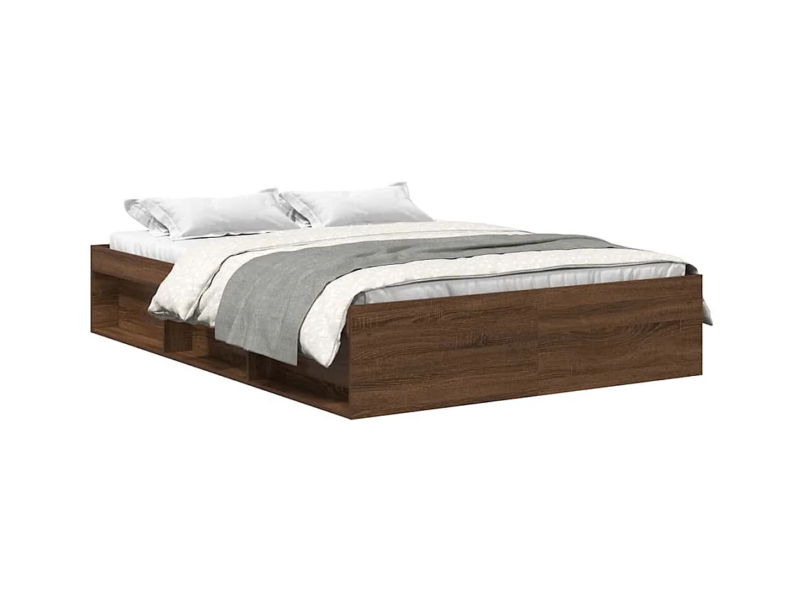 Estructura de cama sin colchón roble marrón 140x200 cm