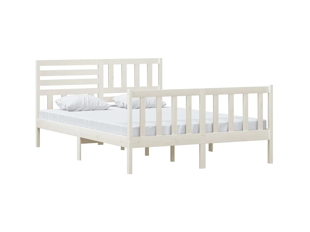Bedframe zonder matras wit massief hout 140x200 cm