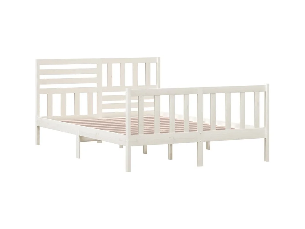 Bedframe zonder matras wit massief hout 140x200 cm
