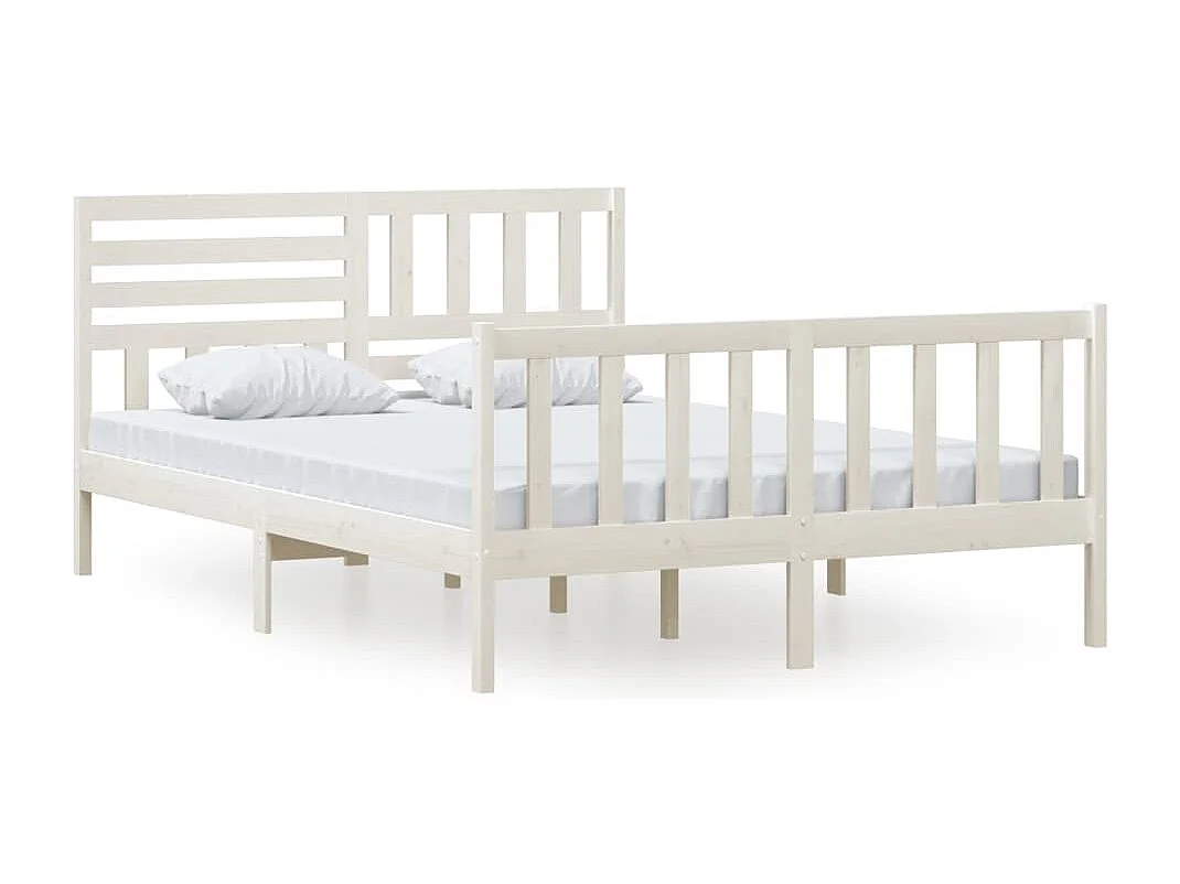 Cadre de lit sans matelas blanc bois massif 140x200 cm