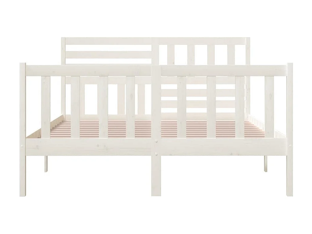 Cadre de lit sans matelas blanc bois massif 140x200 cm