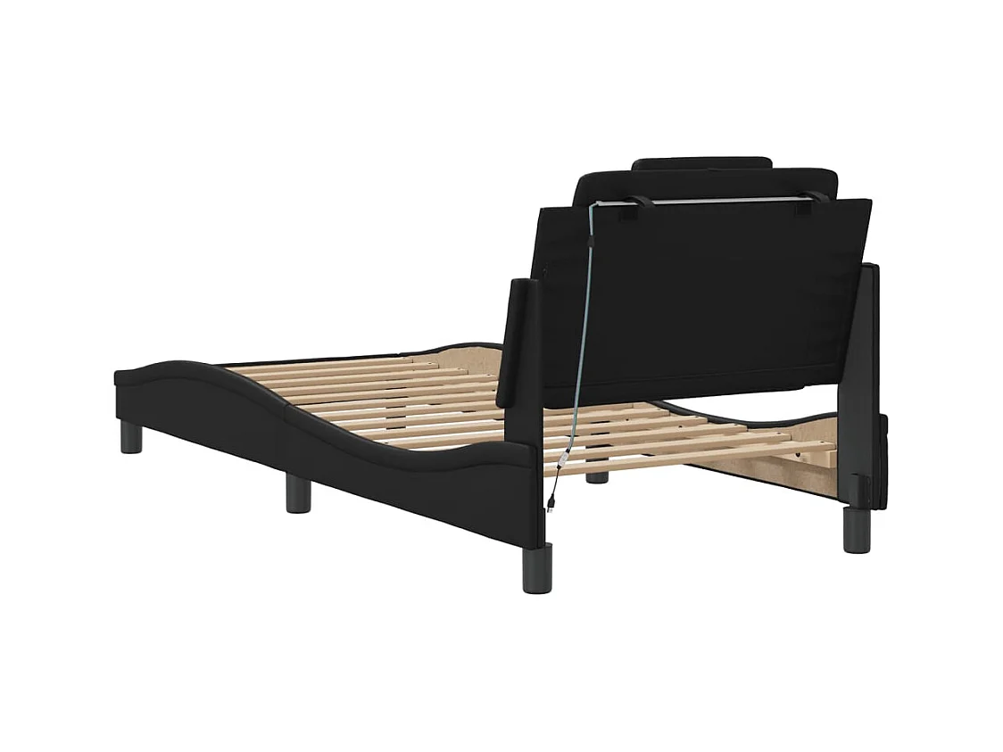 Cadre de lit avec LED sans matelas noir 90x200 cm