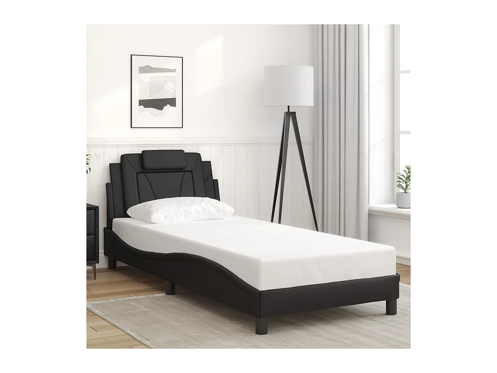 Cadre de lit avec LED sans matelas noir 90x200 cm