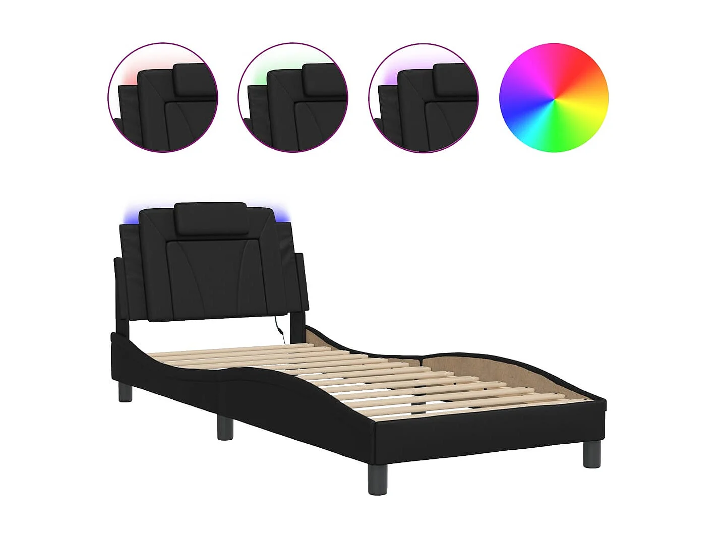 Bedframe met LED zonder matras zwart 90x200 cm
