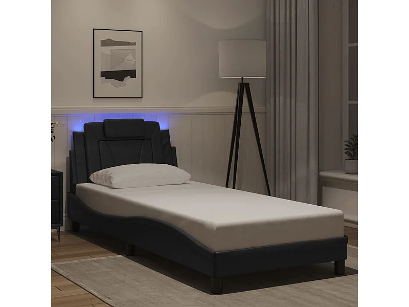 Struttura letto con LED senza materasso nero 90x200 cm