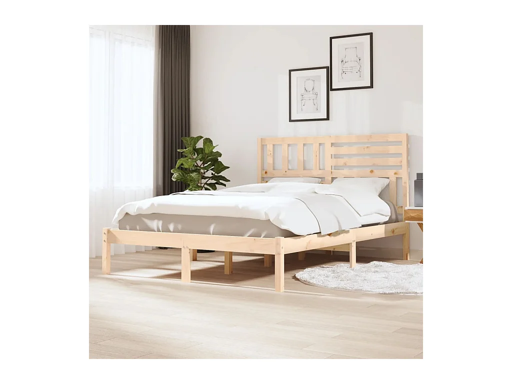 Bedframe zonder matras massief grenenhout 140x190 cm
