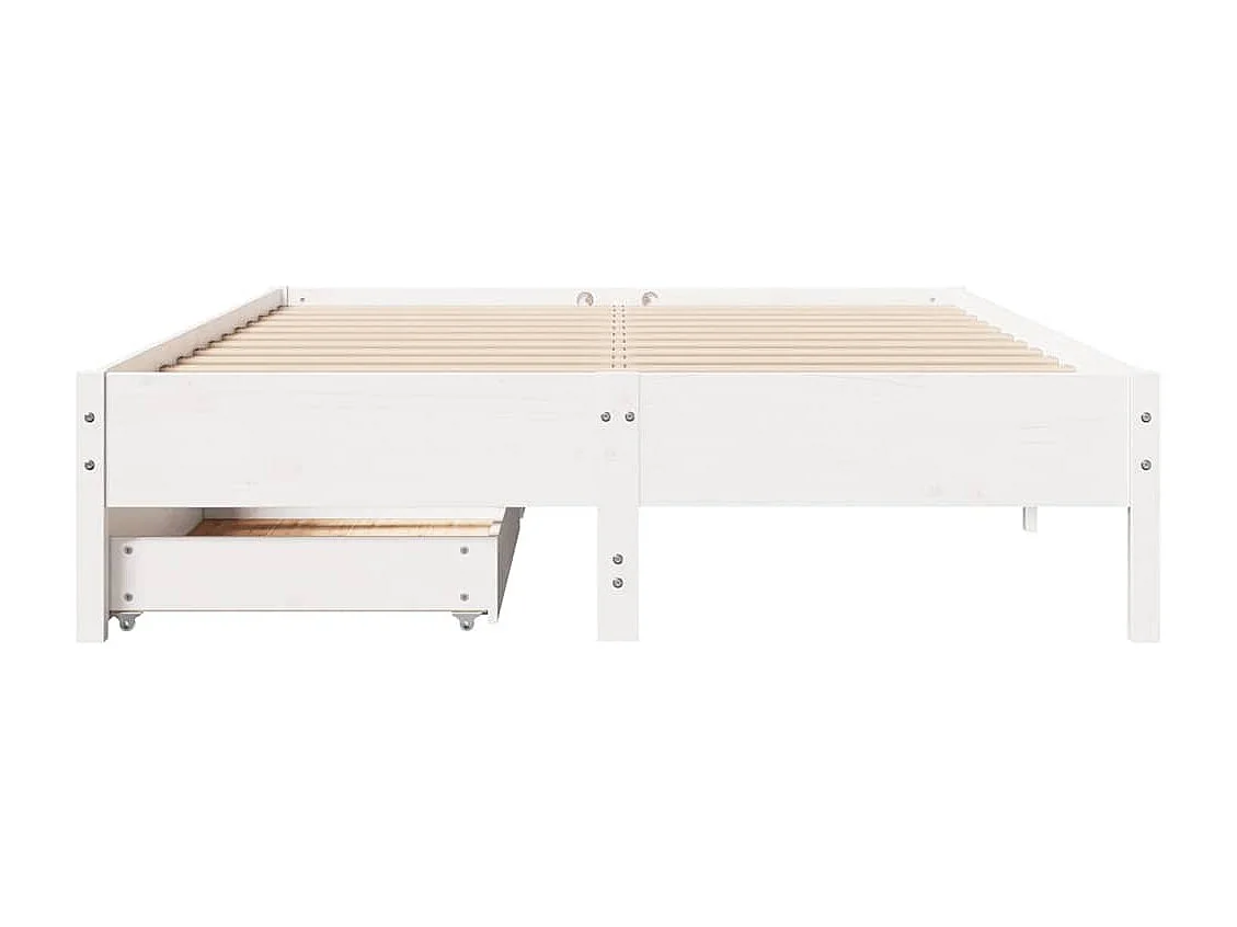 Struttura letto senza materasso bianco 140x190 cm in legno massello di pino