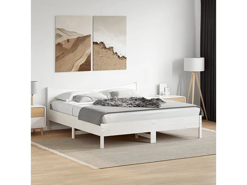 Cadre de lit sans matelas blanc 180x200 cm bois massif de pin