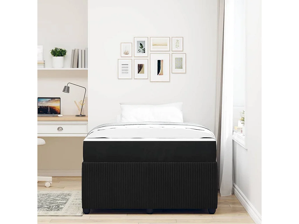 Struttura letto con materasso Nero 120 x 190 cm Velluto
