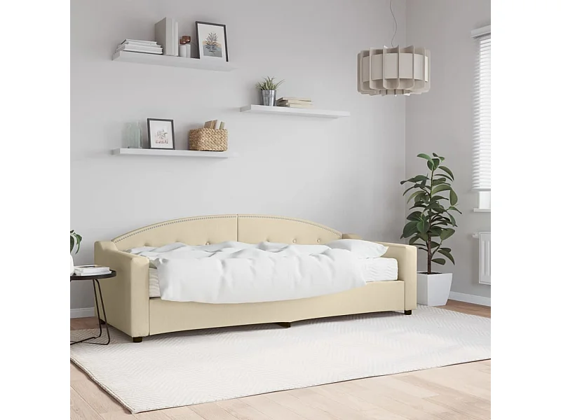 Divano letto con materasso color crema 80x200 cm in tessuto