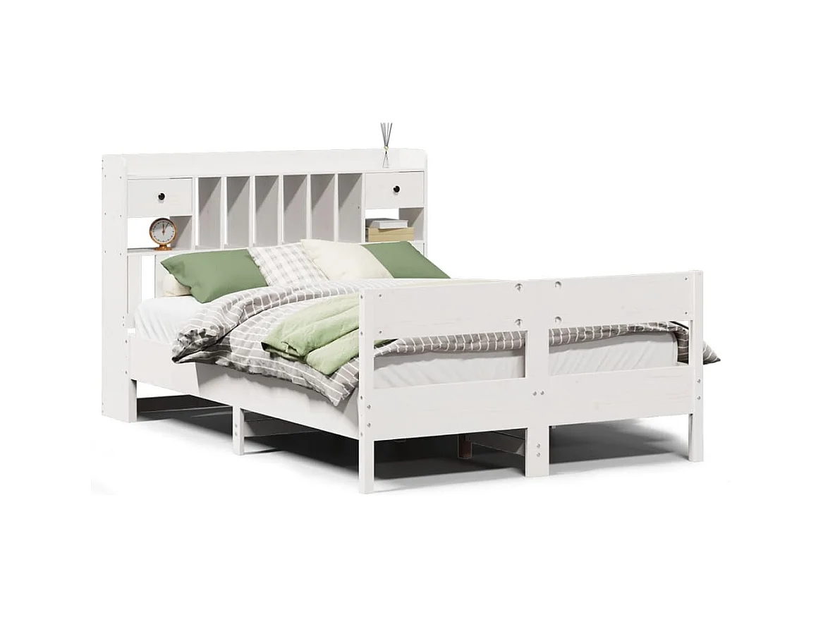 Wit boekenkastbed zonder matras 140x200 cm massief grenenhout