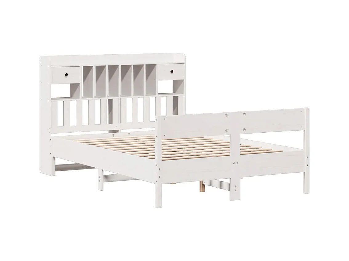 Wit boekenkastbed zonder matras 140x200 cm massief grenenhout
