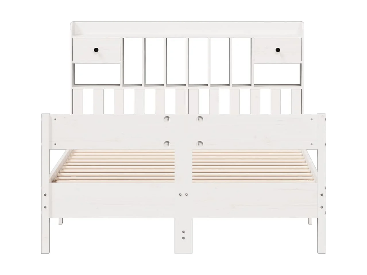 Cama librería blanca sin colchón 140x200 cm madera maciza de pino