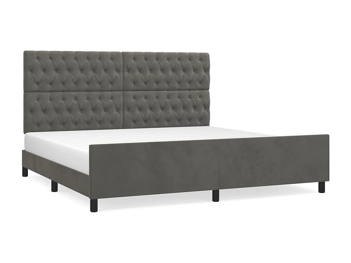 Cadre de lit sans matelas gris foncé 200x200 cm velours
