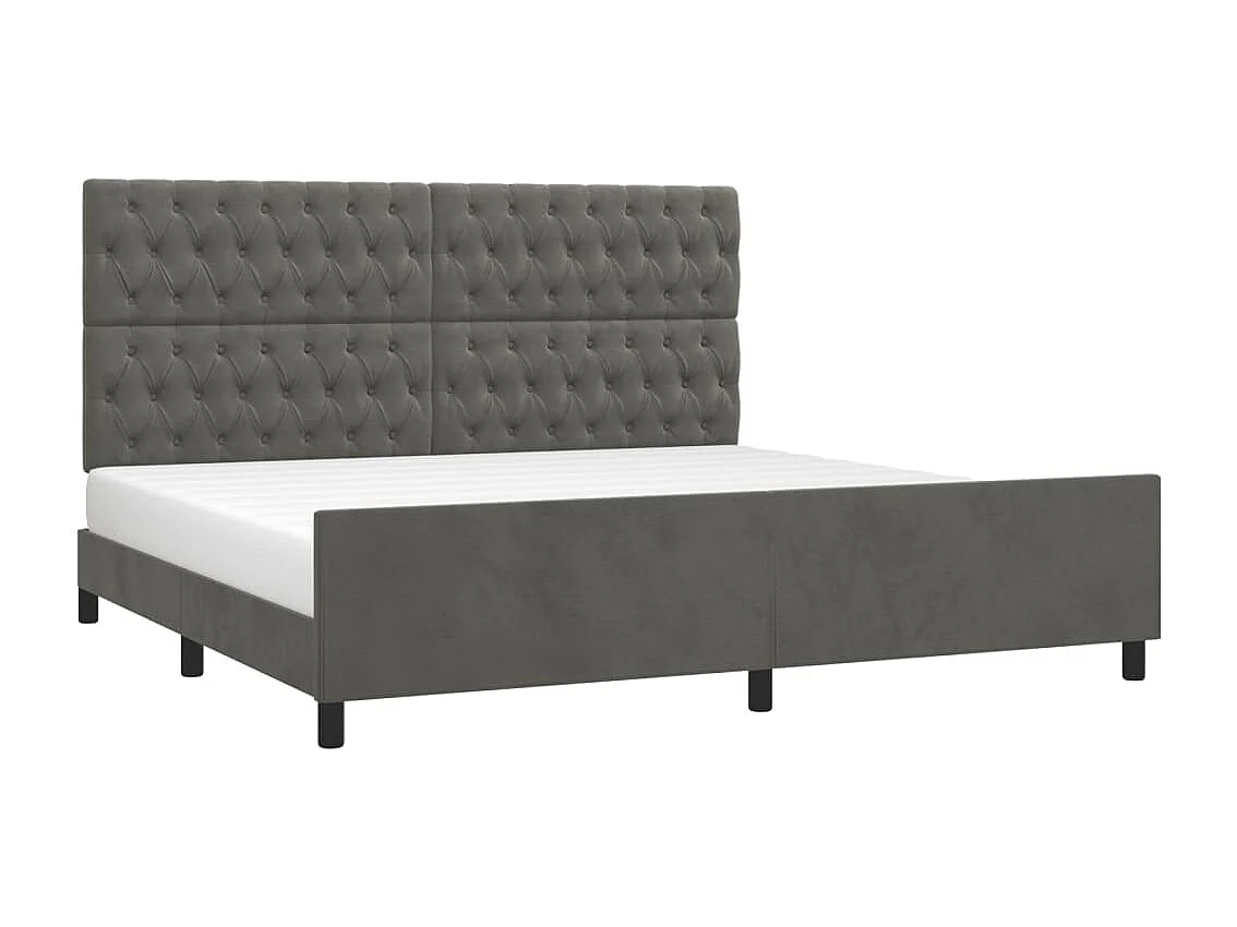 Cadre de lit sans matelas gris foncé 200x200 cm velours