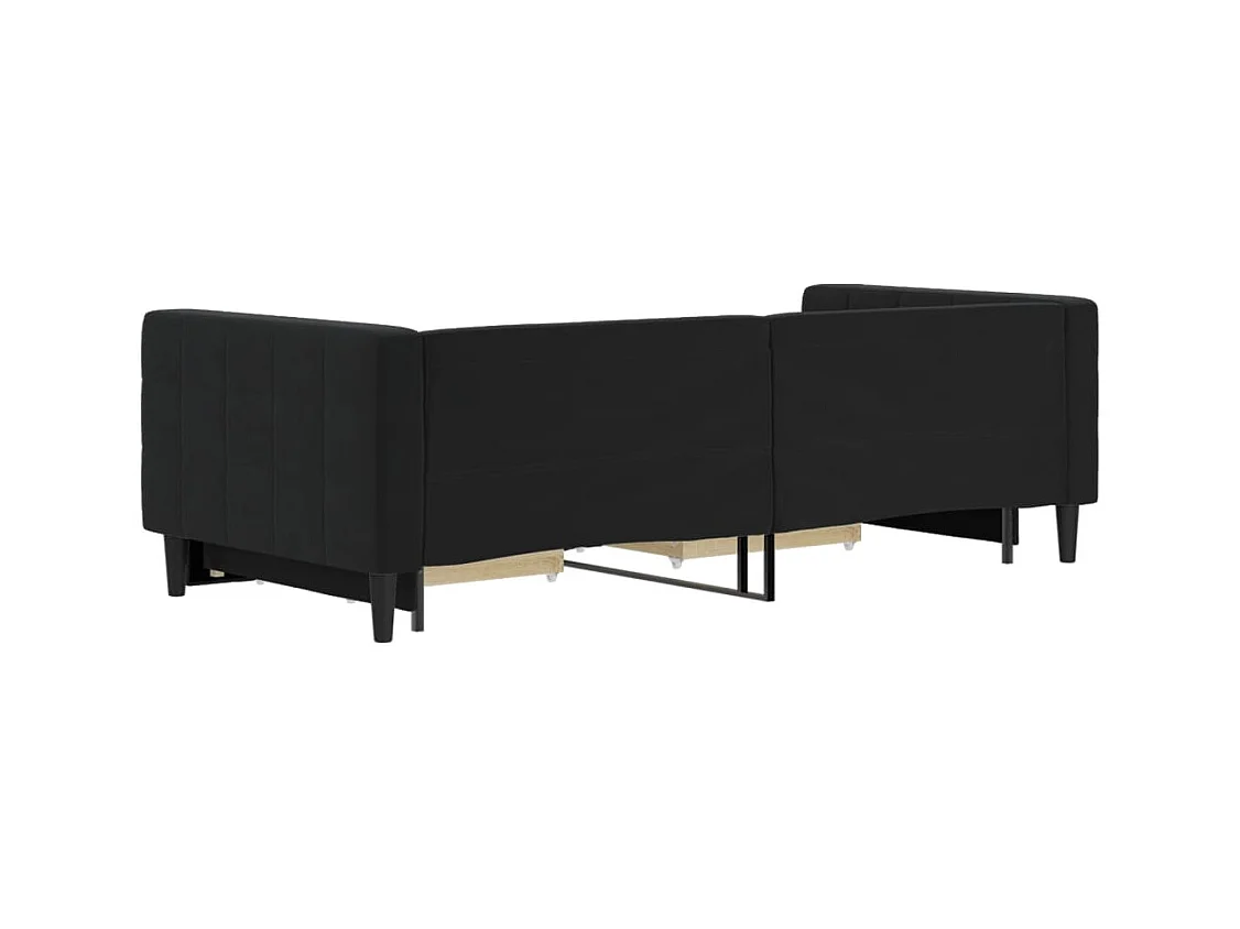 Divano letto con rotelle e cassetti senza materasso nero 90x200 cm