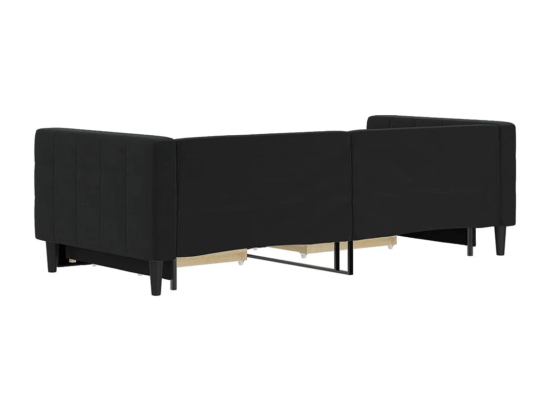 Lit de jour avec gigogne et tiroirs sans matelas noir 90x200 cm