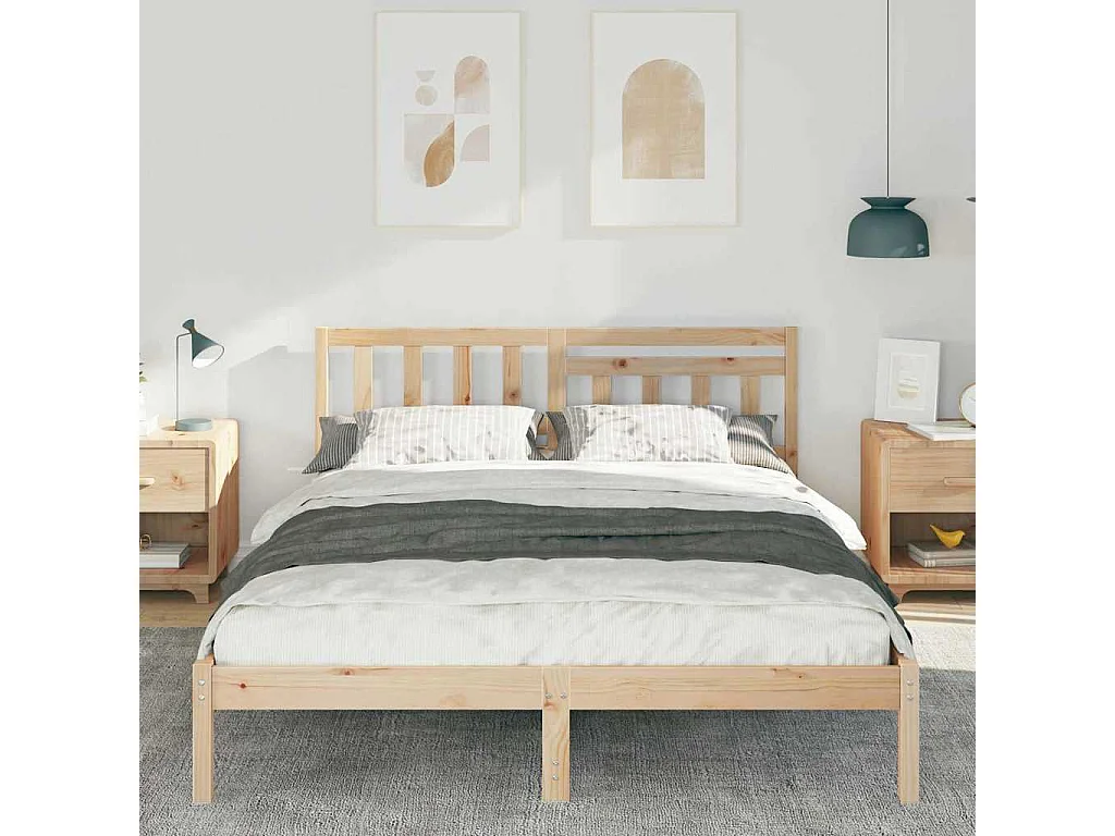 Cadre de lit Marron 160 x 200 cm Bois massif en pin