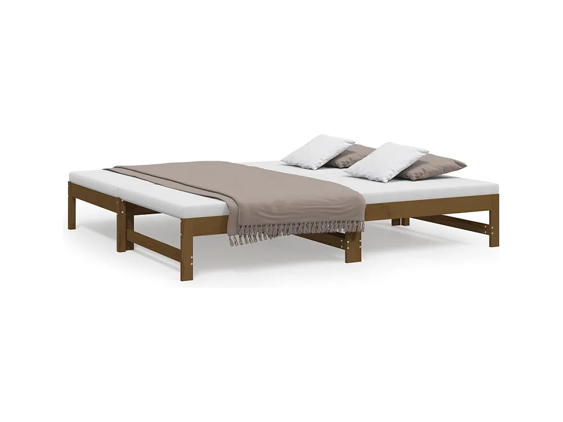 Lit coulissant sans matelas marron miel 2x(90x190) cm