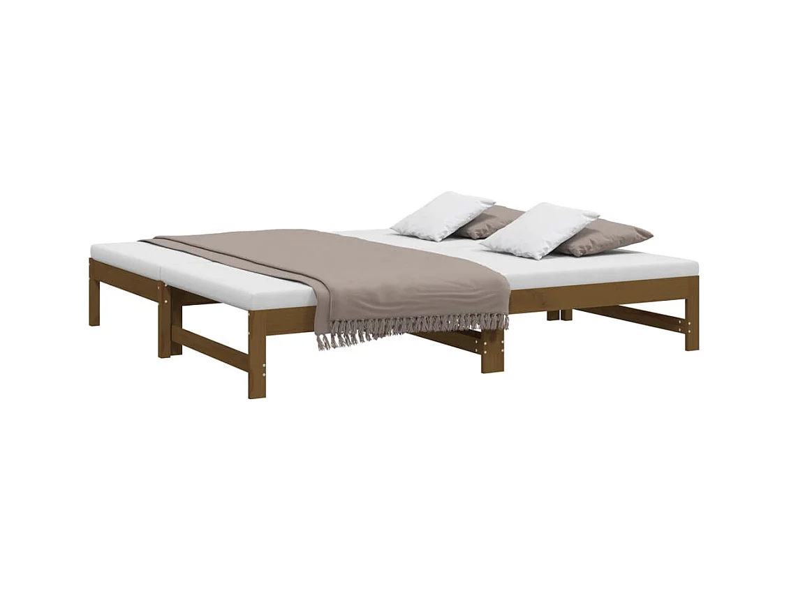 Lit coulissant sans matelas marron miel 2x(90x190) cm