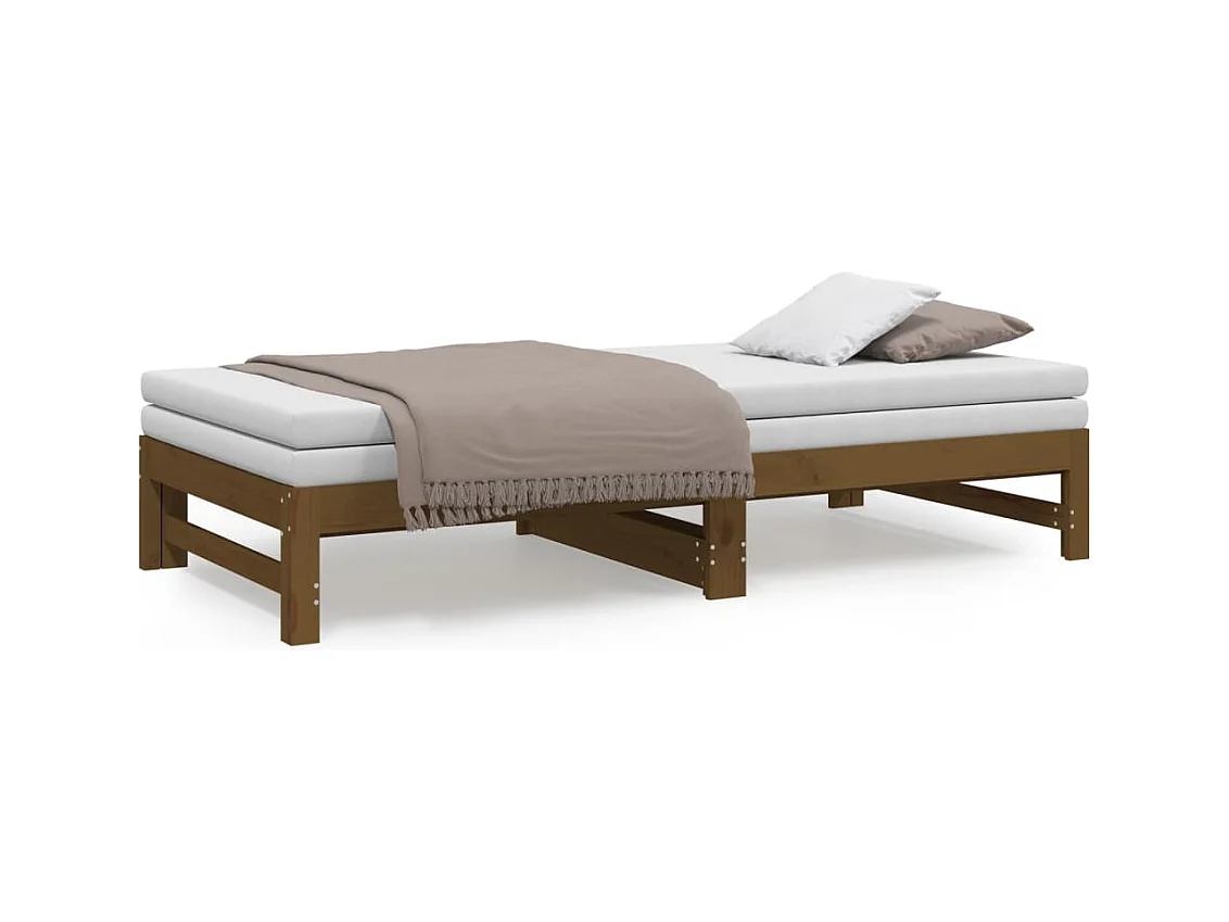 Lit coulissant sans matelas marron miel 2x(90x190) cm