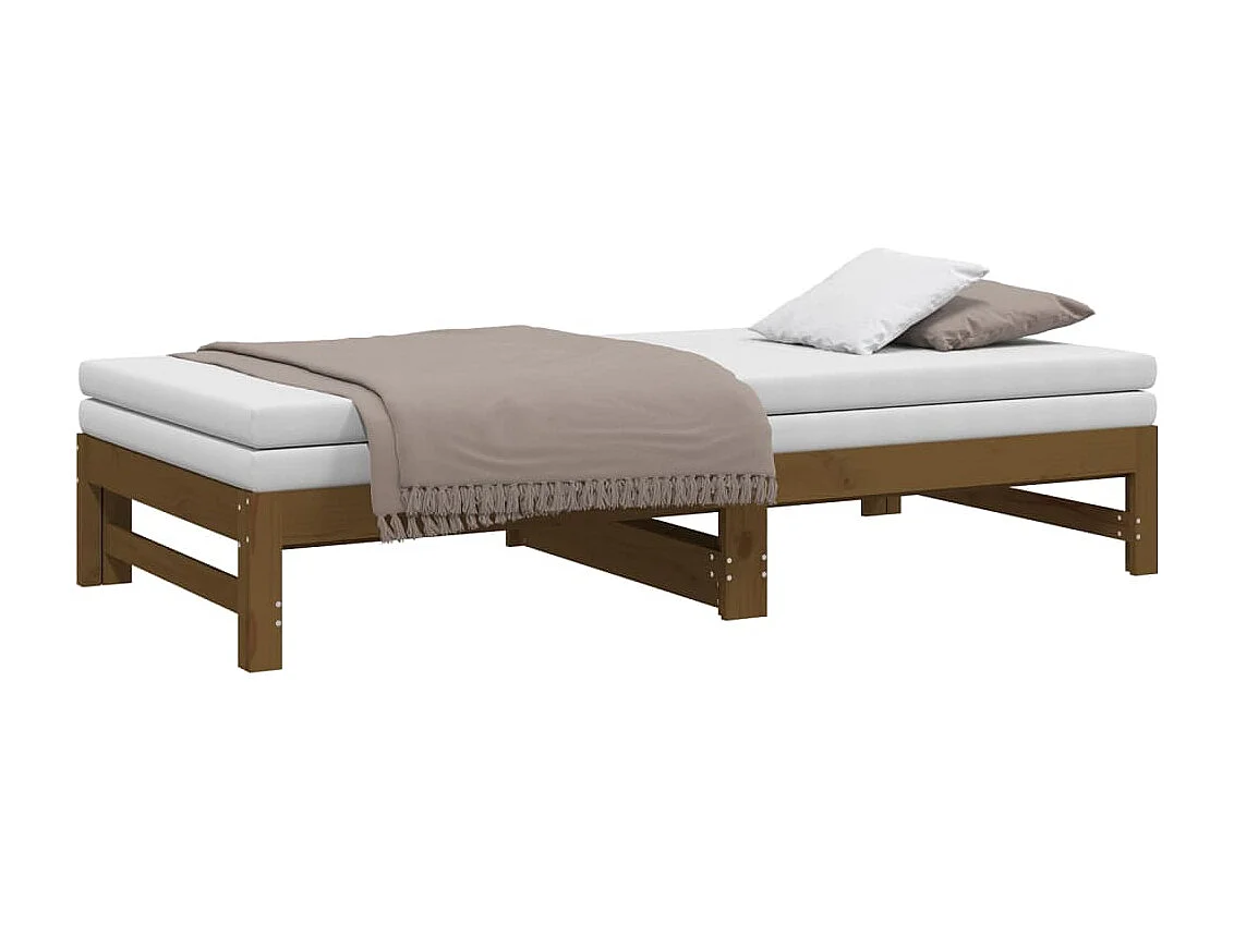 Lit coulissant sans matelas marron miel 2x(90x190) cm