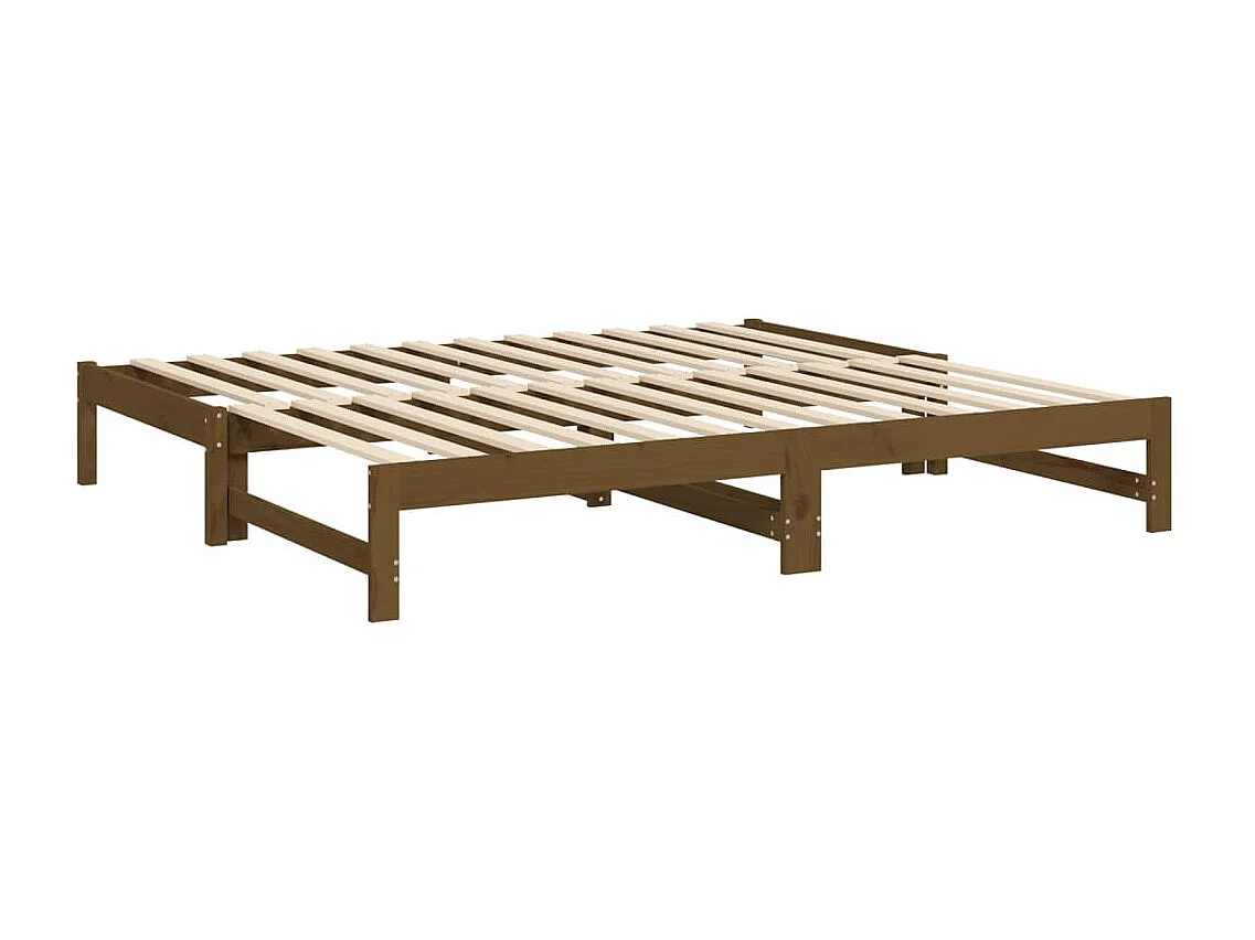 Lit coulissant sans matelas marron miel 2x(90x190) cm