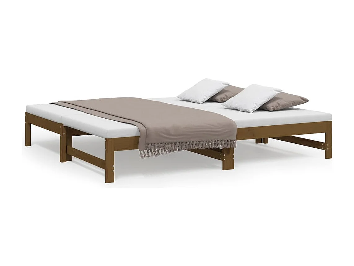 Lit coulissant sans matelas marron miel 2x(90x190) cm