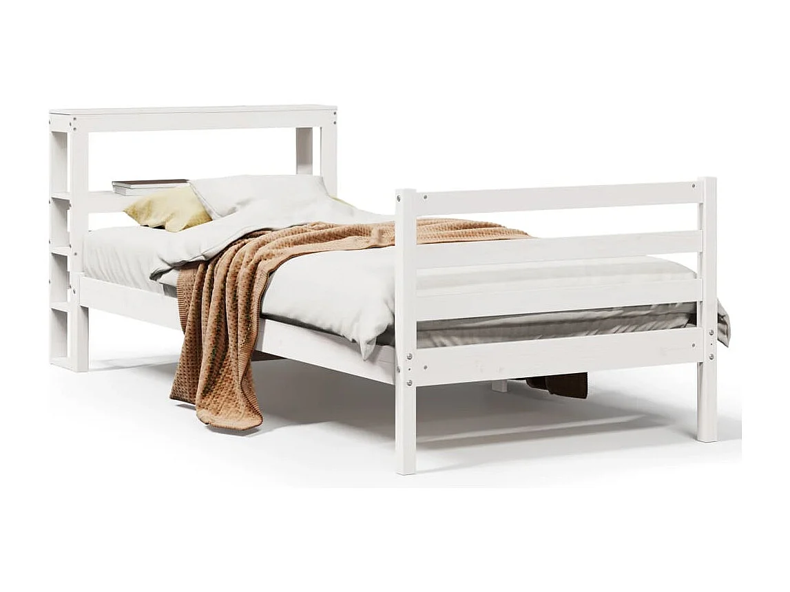 Cadre de lit sans matelas blanc 90x200 cm bois de pin massif