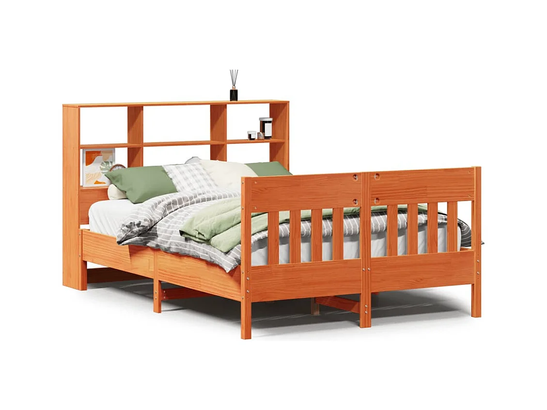 Bedframe zonder matras bruin gewaxt 140x190cm massief grenenhout