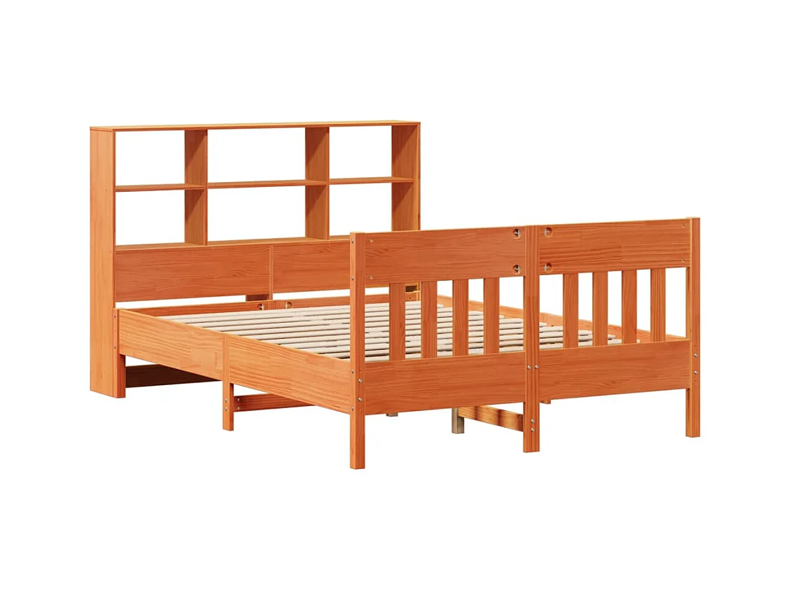 Bedframe zonder matras bruin gewaxt 140x190cm massief grenenhout