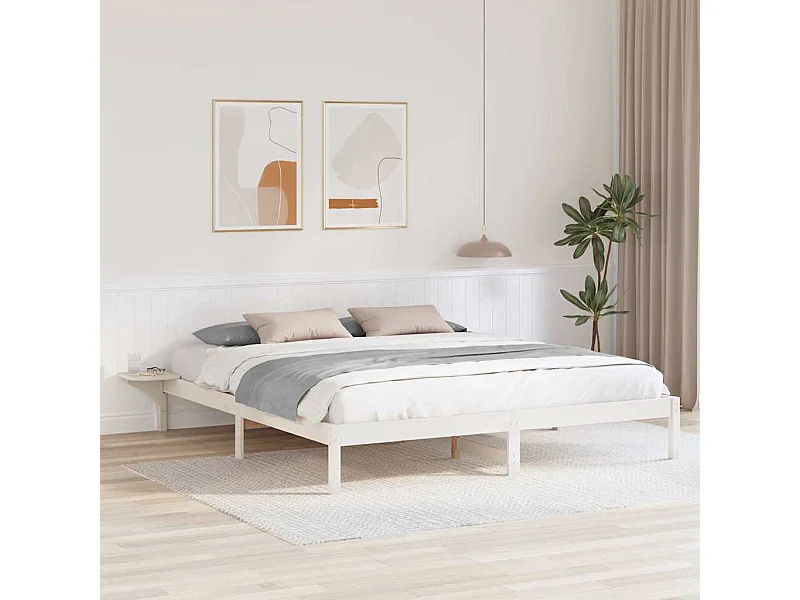 Struttura letto con comodini Bianco 200 x 200 cm Bianco