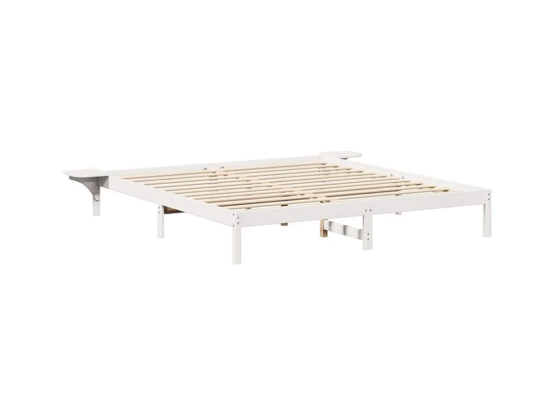 Struttura letto con comodini Bianco 200 x 200 cm Bianco