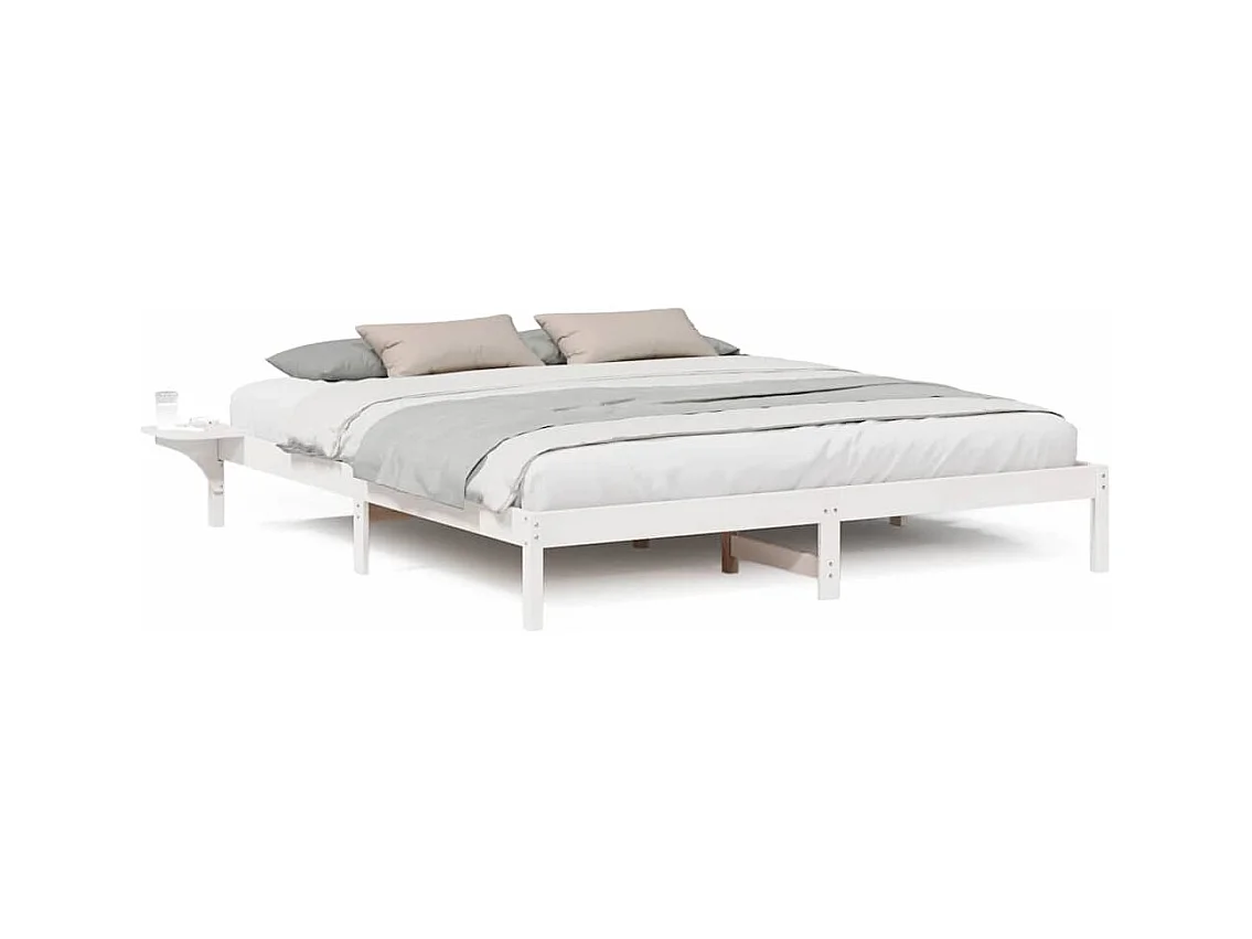 Struttura letto con comodini Bianco 200 x 200 cm Bianco