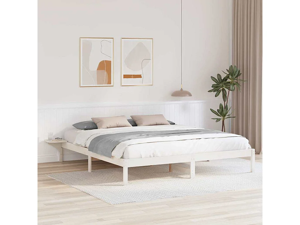 Struttura letto con comodini Bianco 200 x 200 cm Bianco