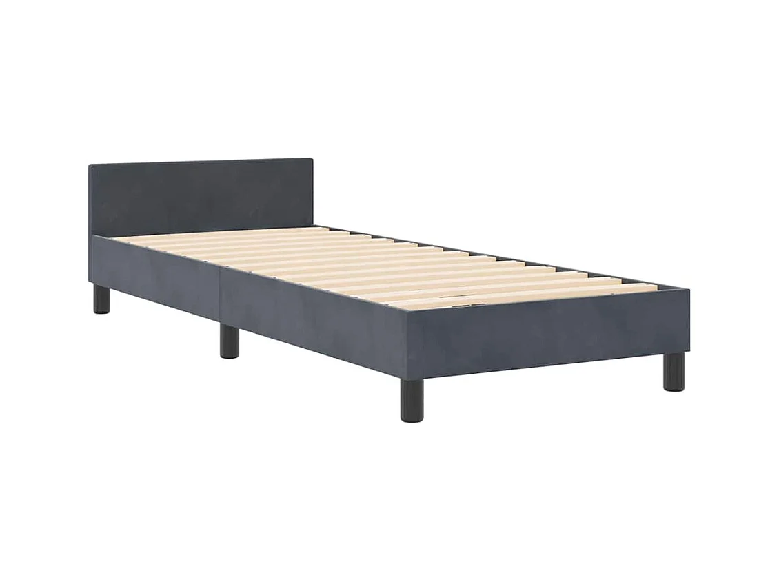 Cadre de lit avec tête de lit Gris foncé 80 x 200 cm Velours