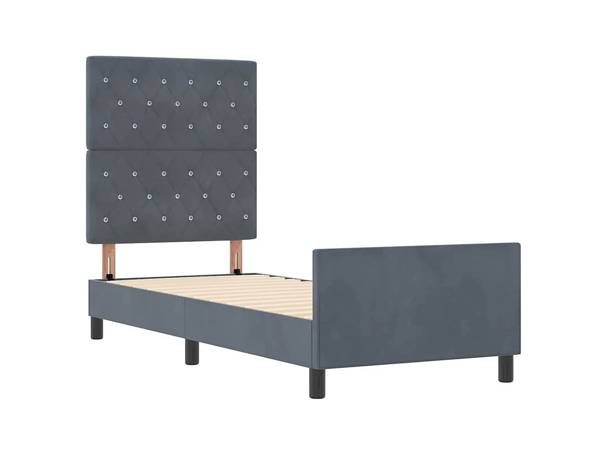 Cadre de lit avec tête de lit Gris foncé 80 x 200 cm Velours