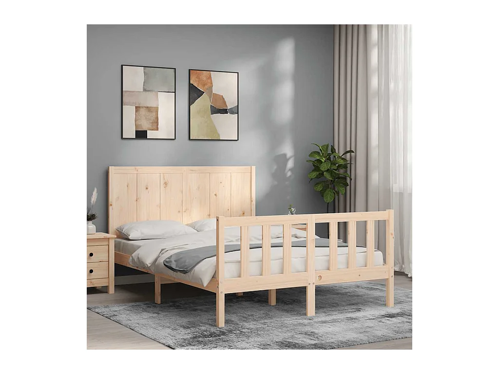Estructura de cama sin colchón 140x190 cm madera maciza de pino